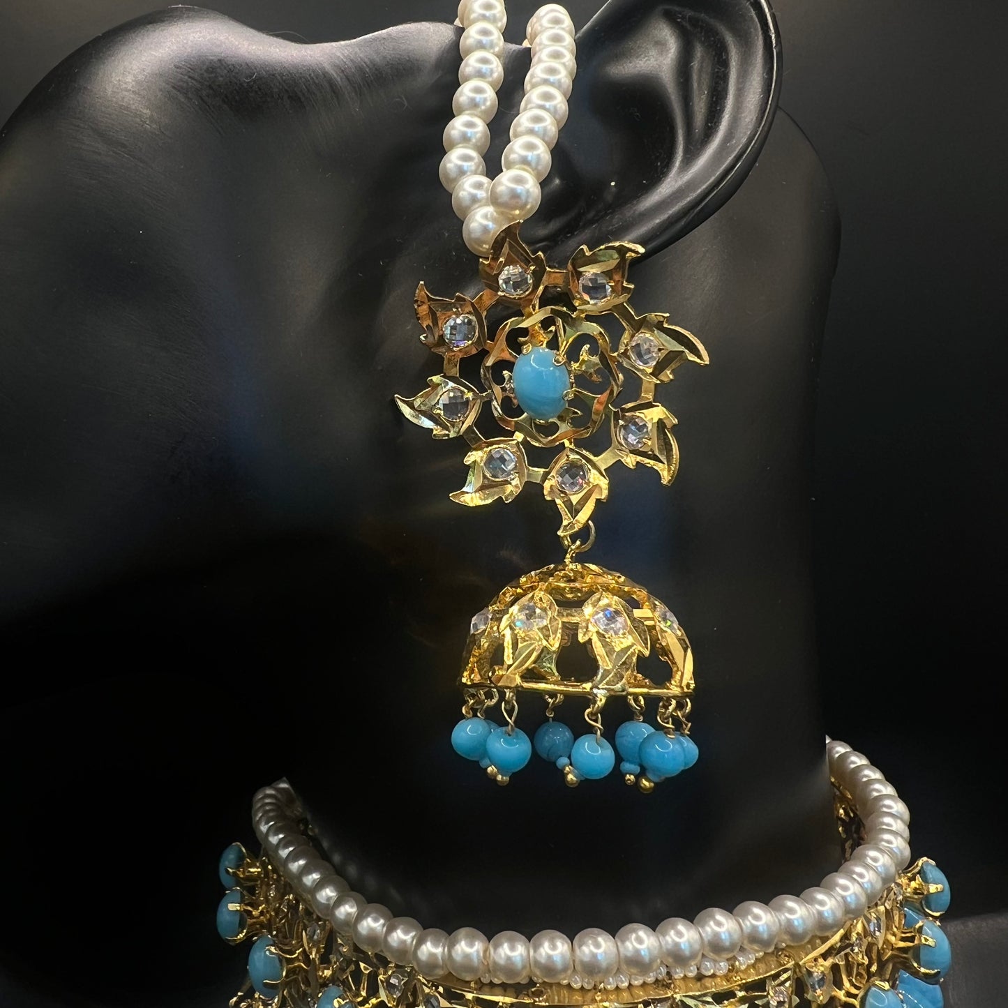 Zahra Sky Blue Choker Set