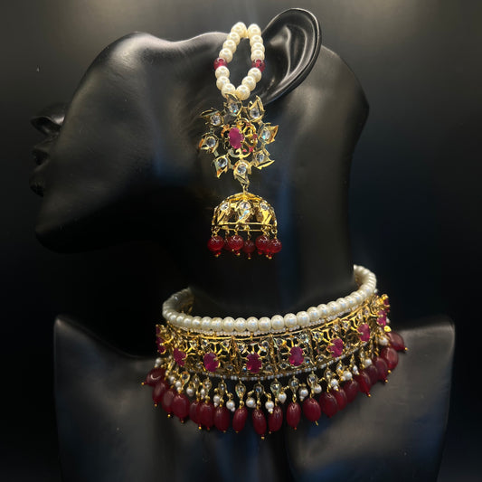 Zahra Red Choker Set