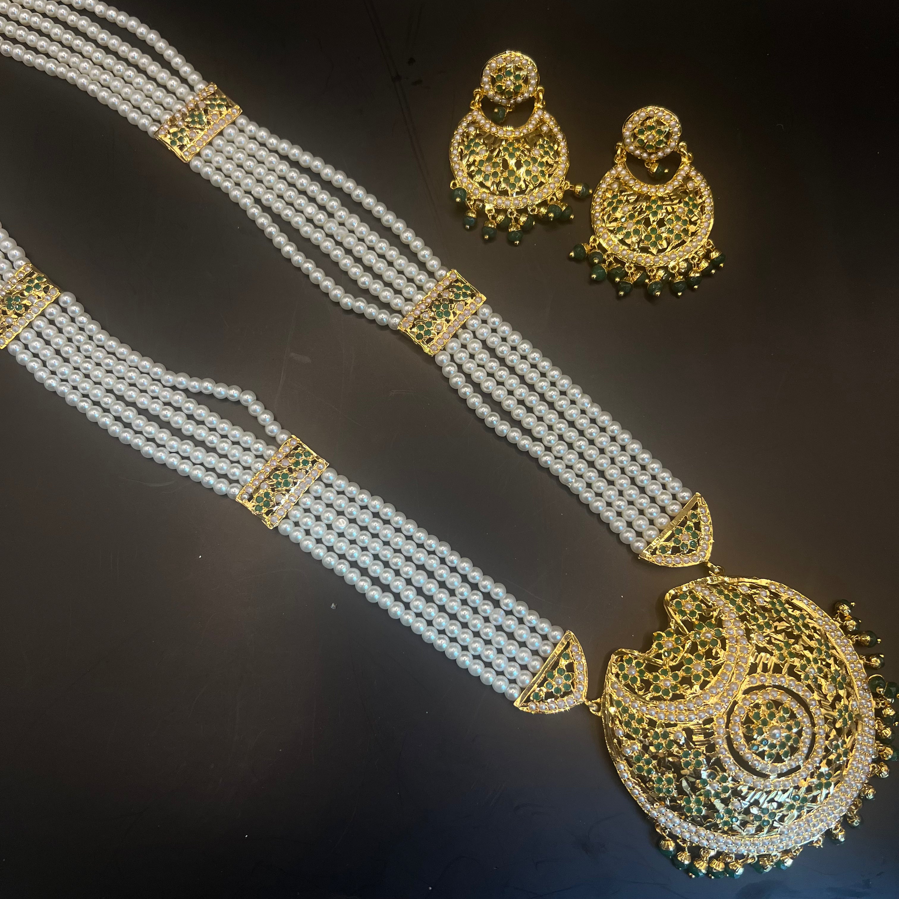 Meher Green Long Necklace Set