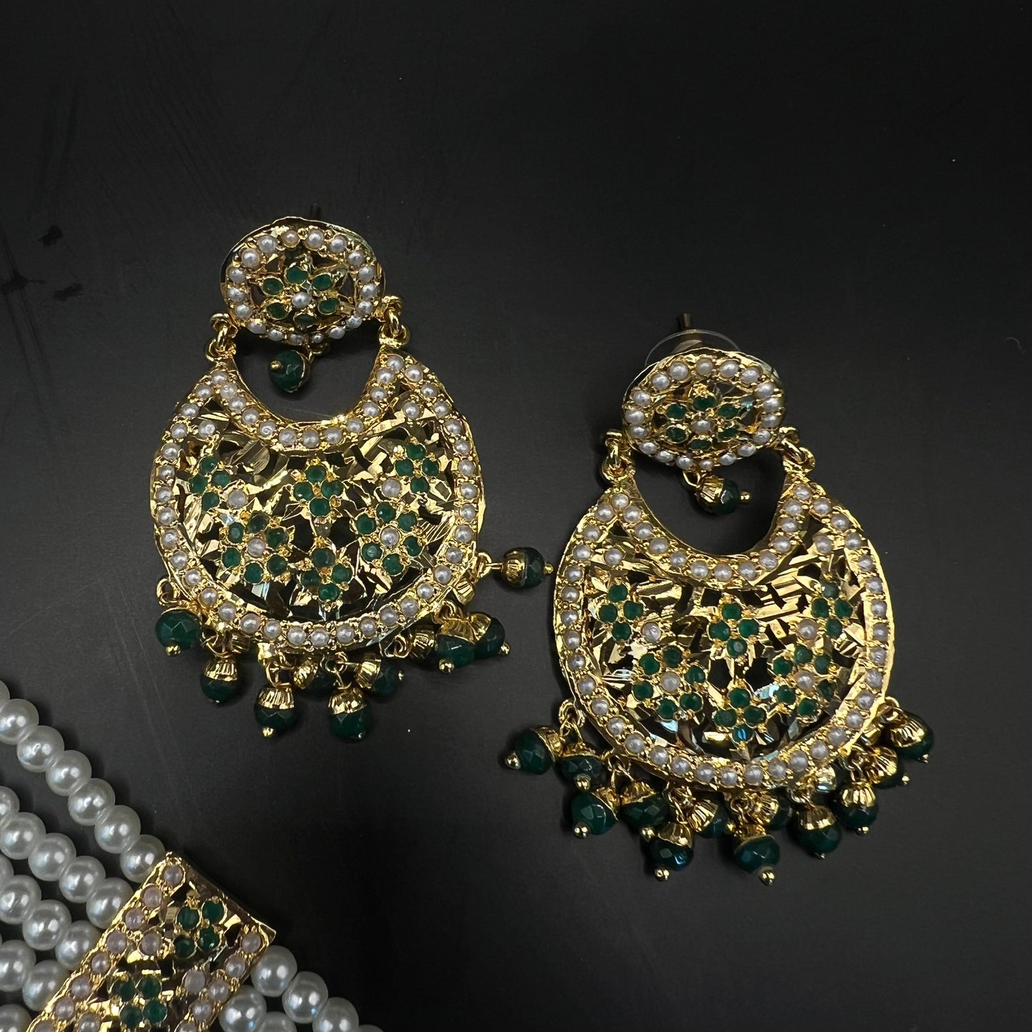 Meher Green Long Necklace Set