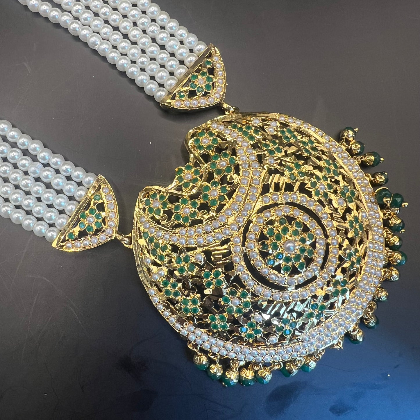 Meher Green Long Necklace Set