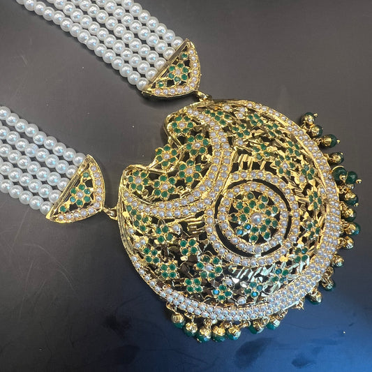 Meher Green Long Necklace Set