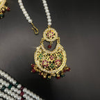 Meher Green & Red Long Necklace Set